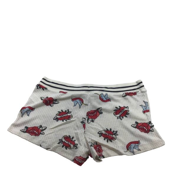 PJ Salvage L  Natural Floral Waffle Knit Lounge Pajama Bottom Short NWT B30 - Picture 4 of 8